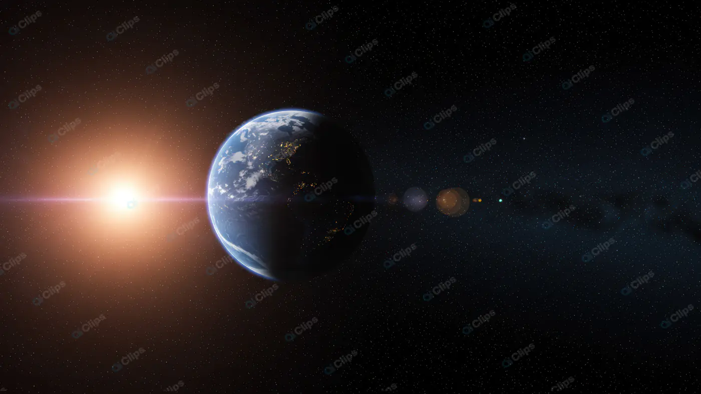 Sunrise Over Earth in Deep Space with Starry Background