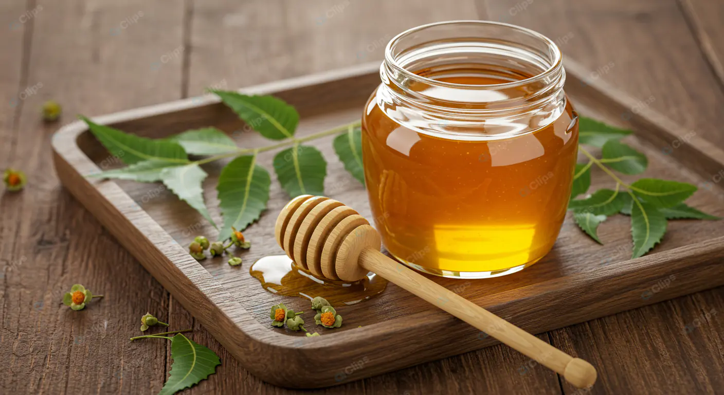 Golden Honey Jar with Wooden Dipper
