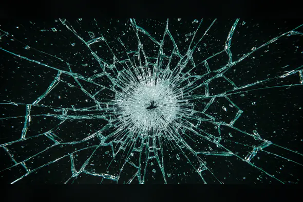 Cracked Glass Texture with Central Bullet Impact