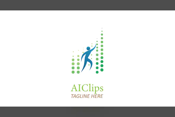 Dynamic Growth Logo with Human Silhouette and Green Dotted Bars for Finance