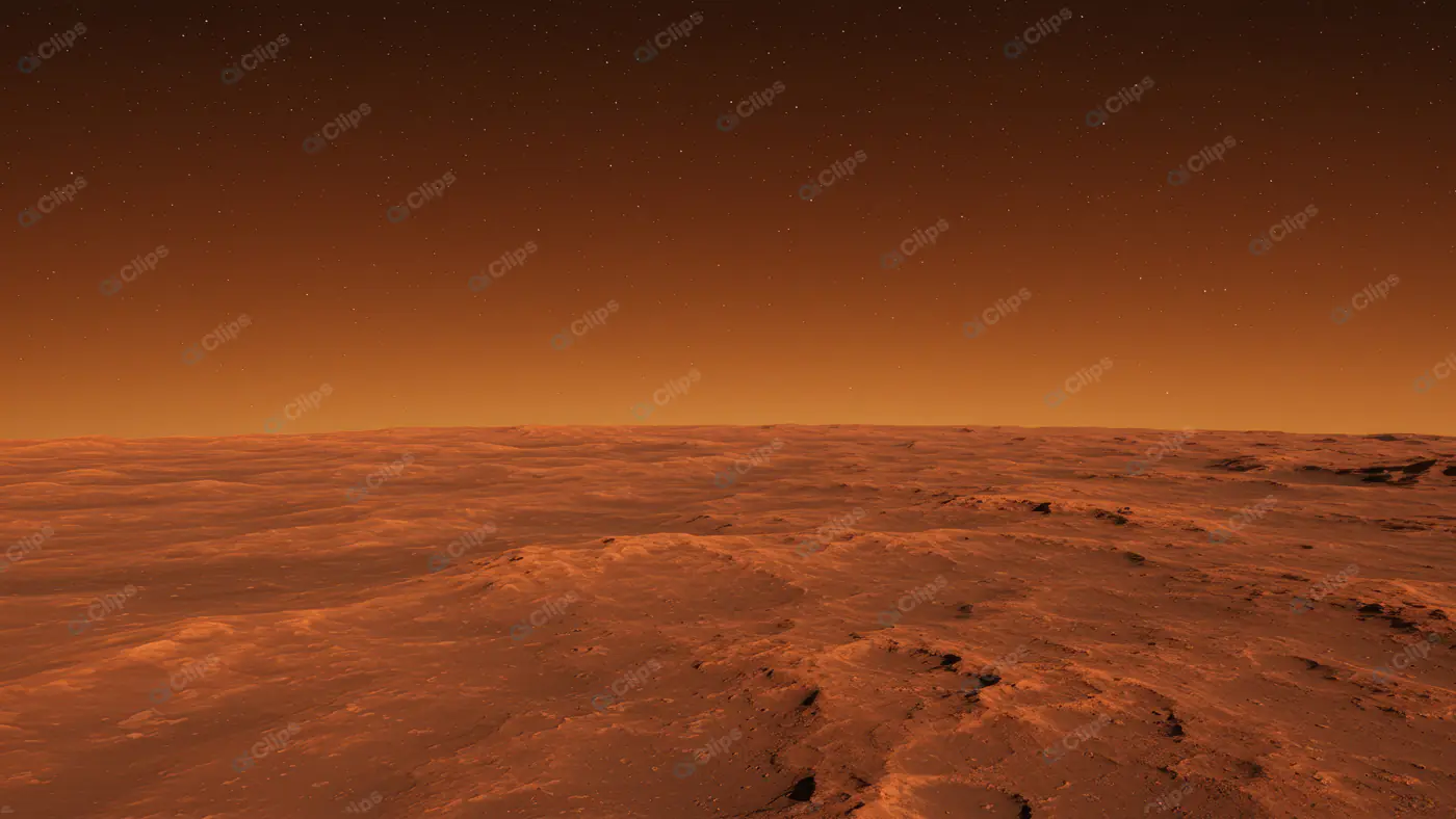 Martian Landscape Under Starry Sky with Orange Haze