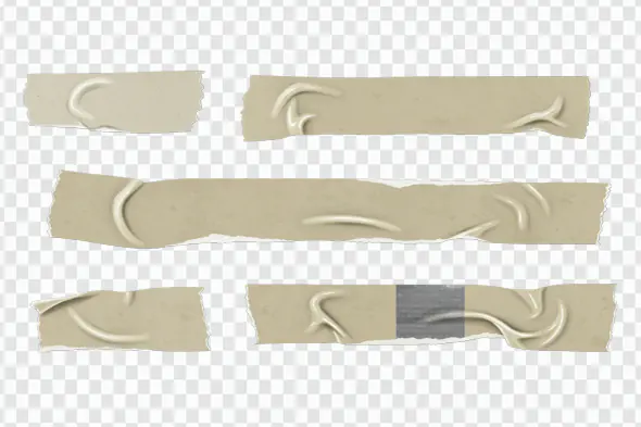 Wrinkled Adhesive Tape PNG Collection – Realistic Masking and Duct Tape Overlays