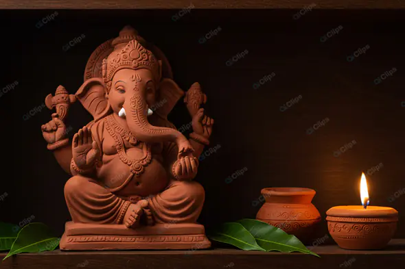 Ganesha Altar with Terracotta Offerings
