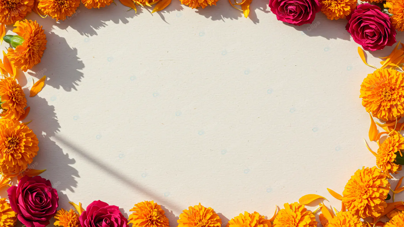 Marigold and Rose Floral Frame
