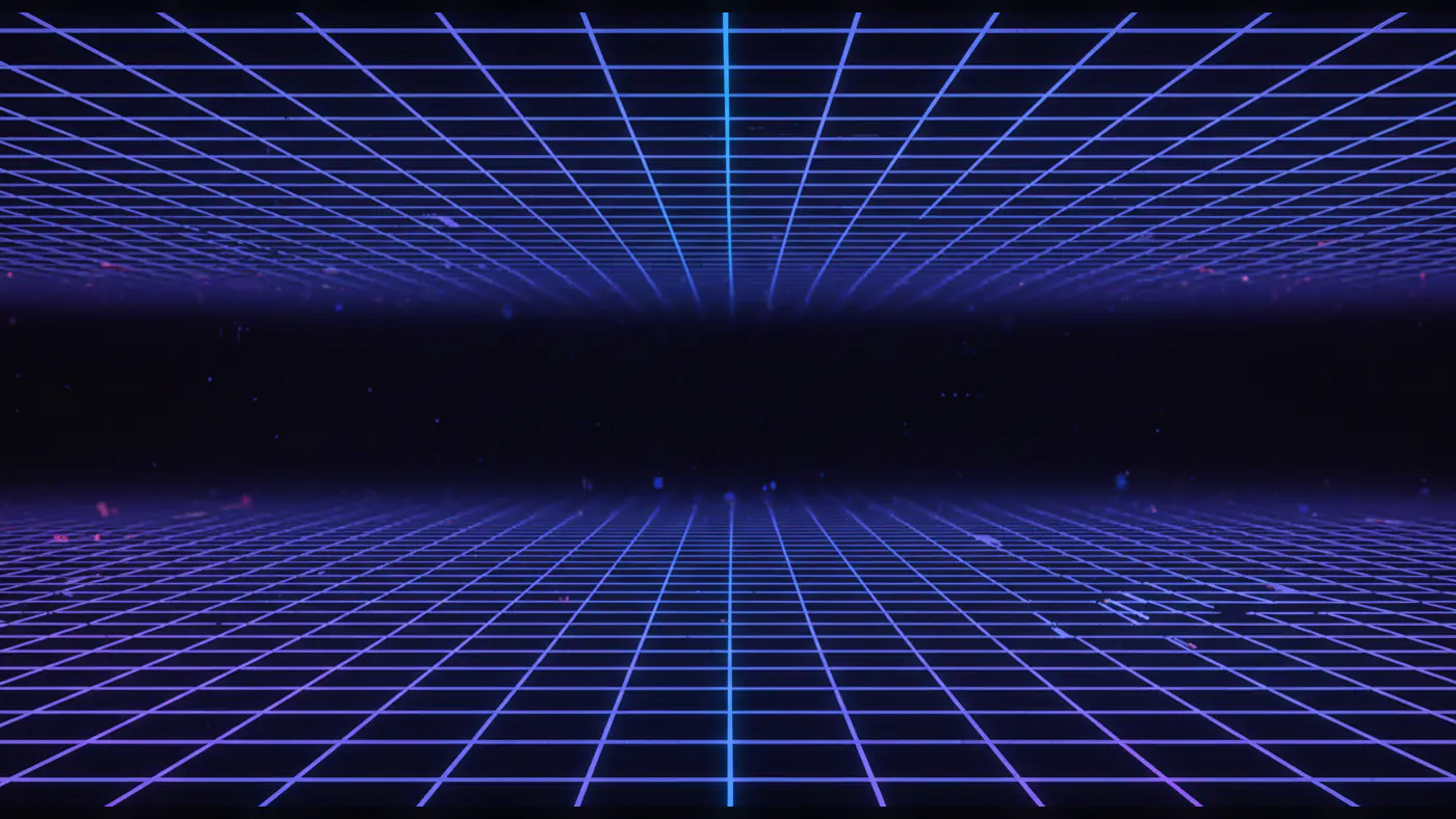 Retro Neon Grid Tunnel Background