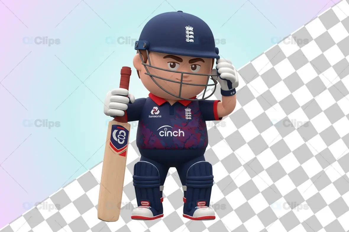 Confident English Cricket Player 3D Illustration