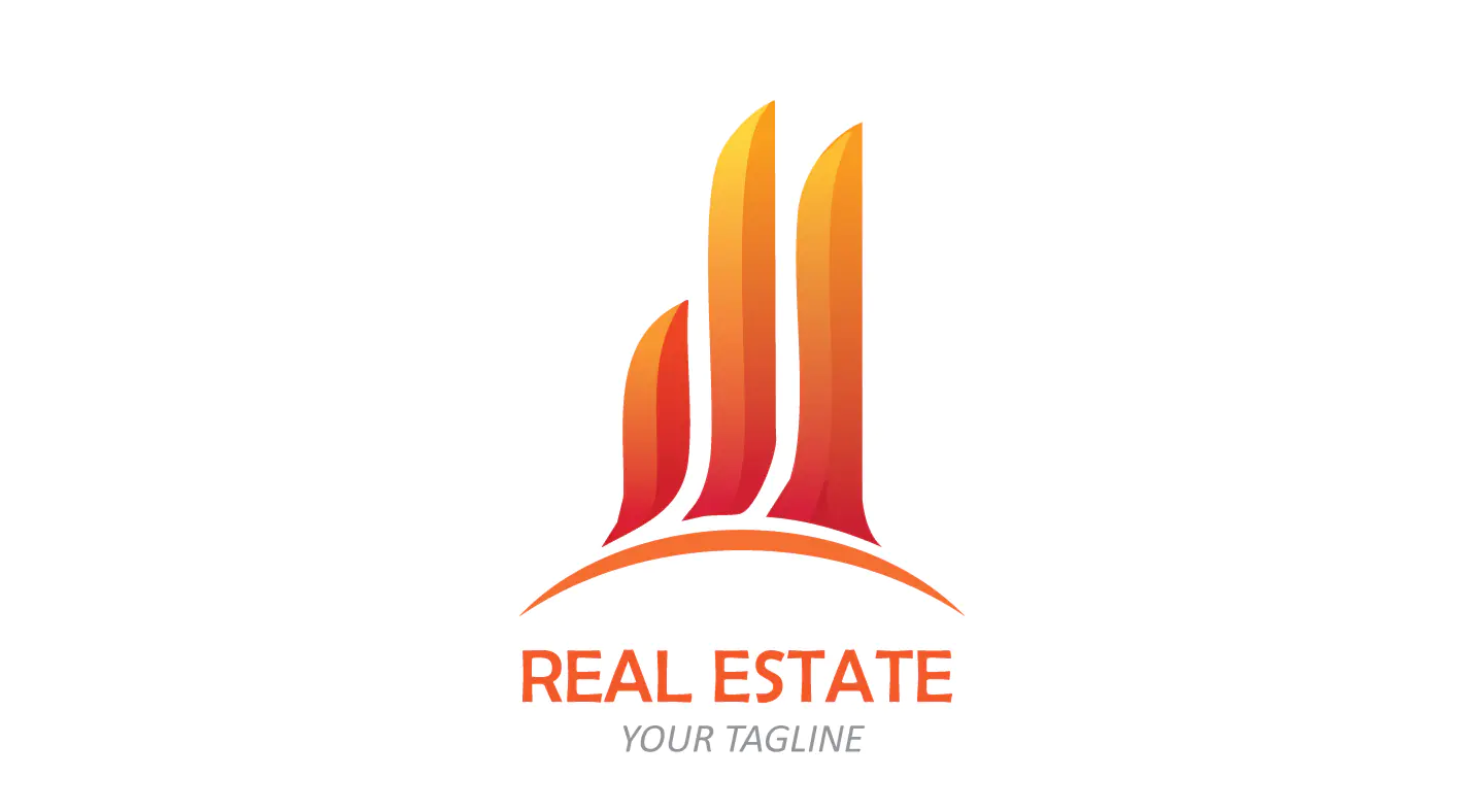 Gradient Skyline Real Estate Logo with Modern High-Rise Bars