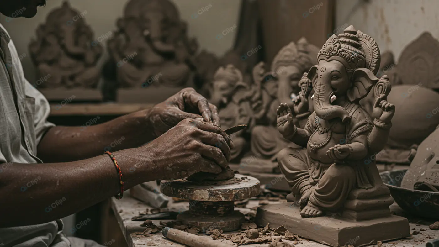 Artisan Crafting Clay Ganesha