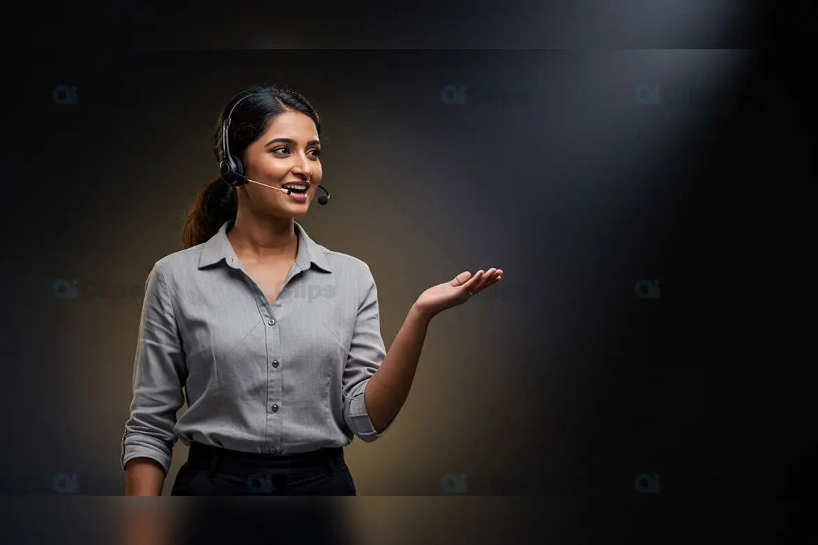Indian Female Customer Support Representative with Headset