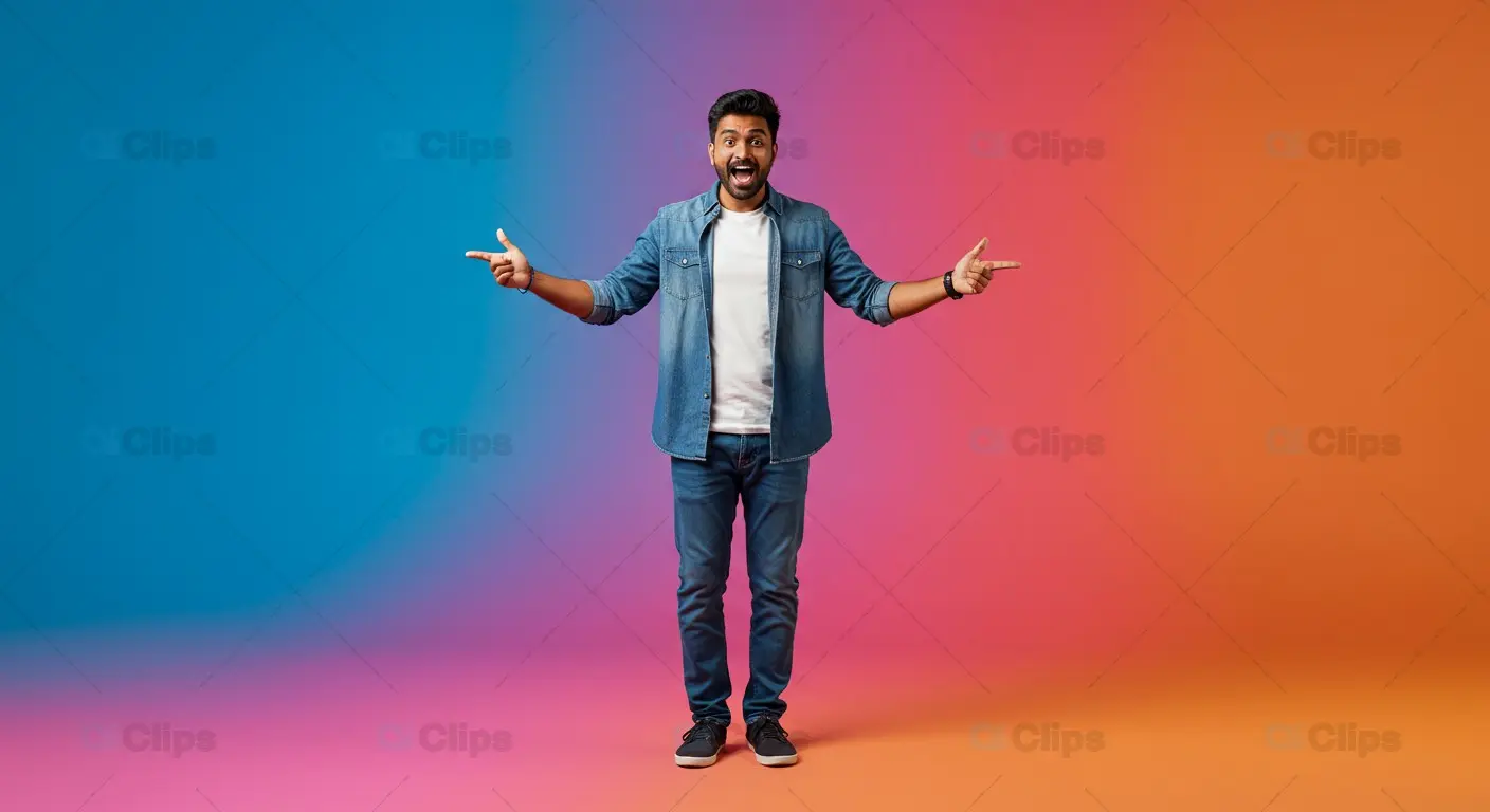 Smiling Man and Colourful Visuals