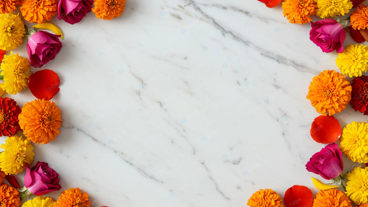 Festive Floral Marble Frame