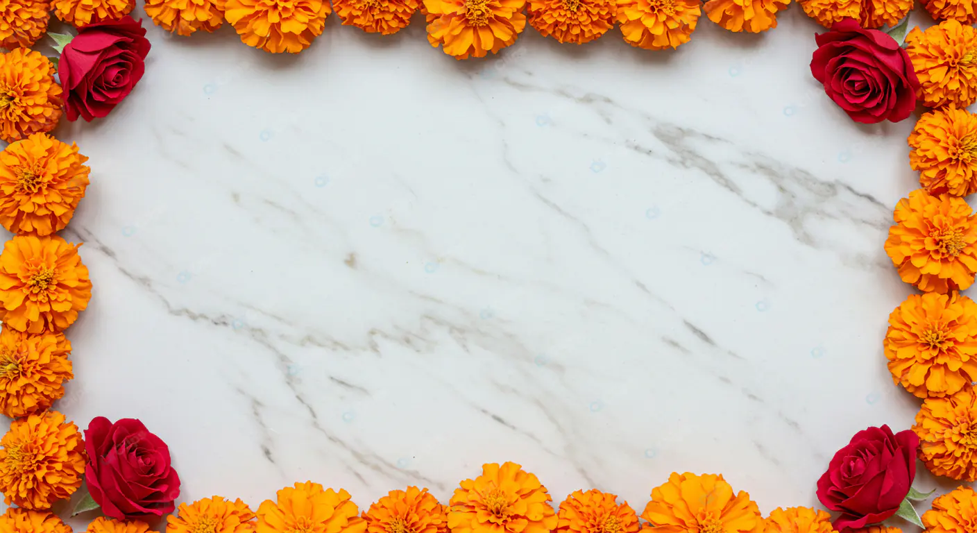 Marigold and Rose Marble Frame