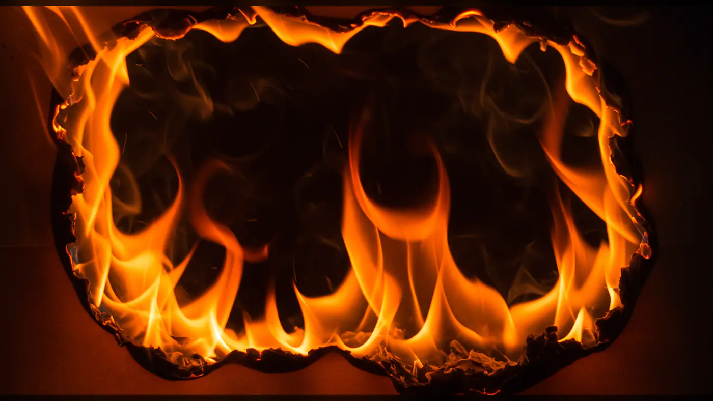 Realistic Burned Paper Fire Frame Texture for Video Effects