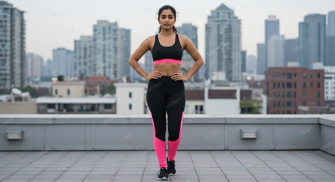 Urban Rooftop Fitness Pose
