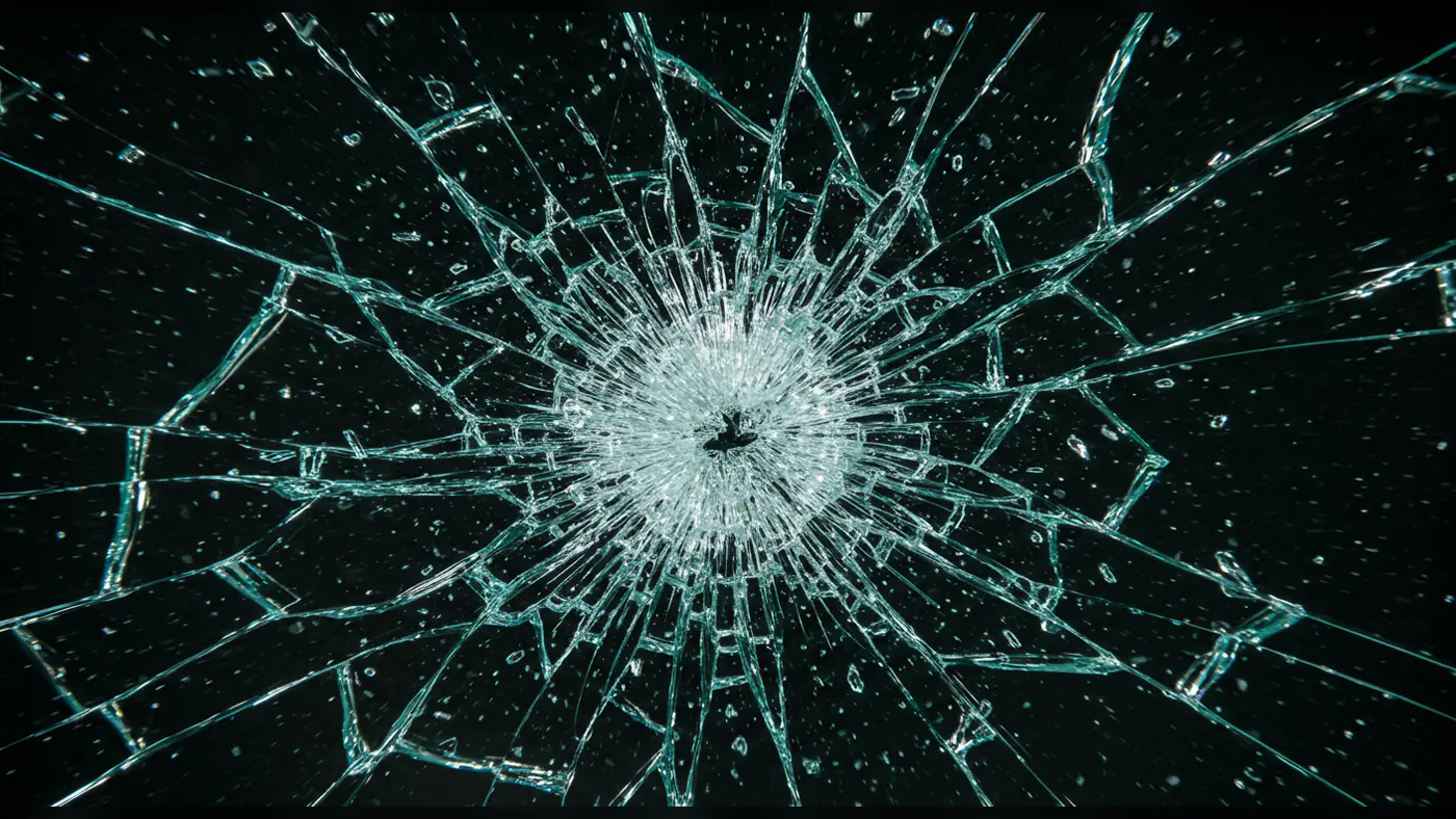 Cracked Glass Texture with Central Bullet Impact