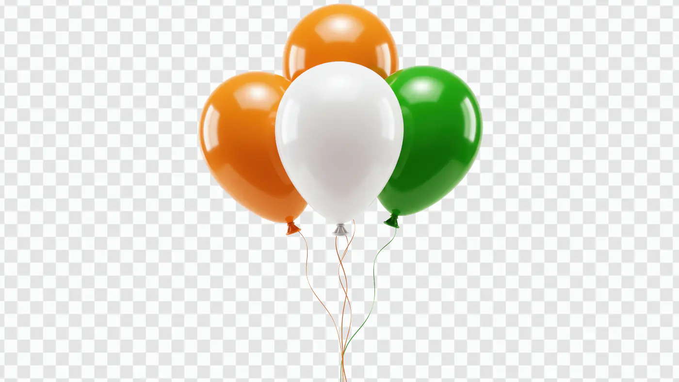 Indian Tricolor Balloon Cluster PNG for National Celebrations