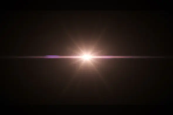 Bright White-Pink Lens Flare with Horizontal Glow and Subtle Burn