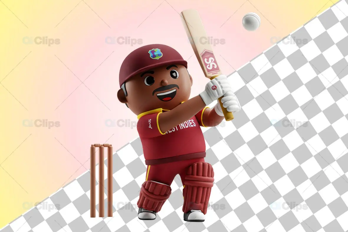 Smiling West Indies Cricket Player 3D Illustration