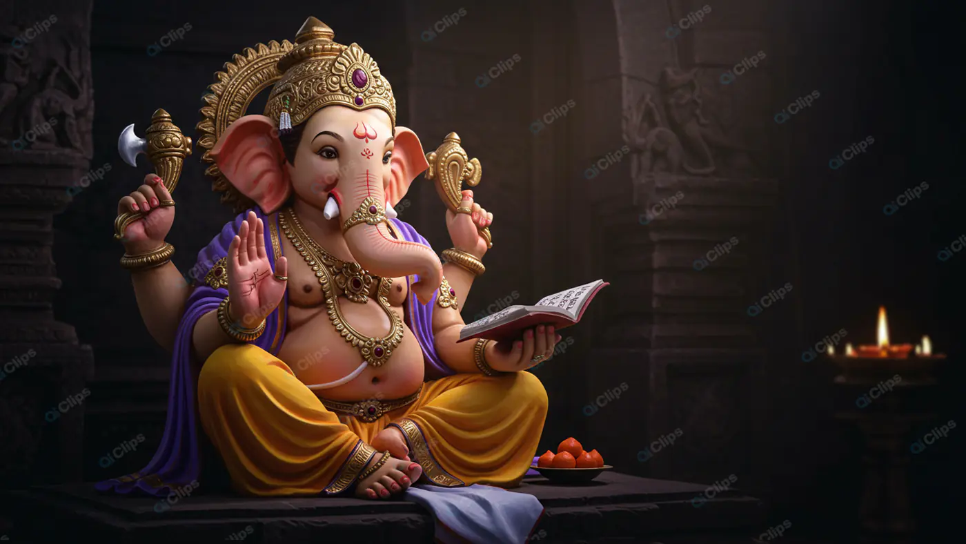 Ganesha Statue in Temple Ambiance