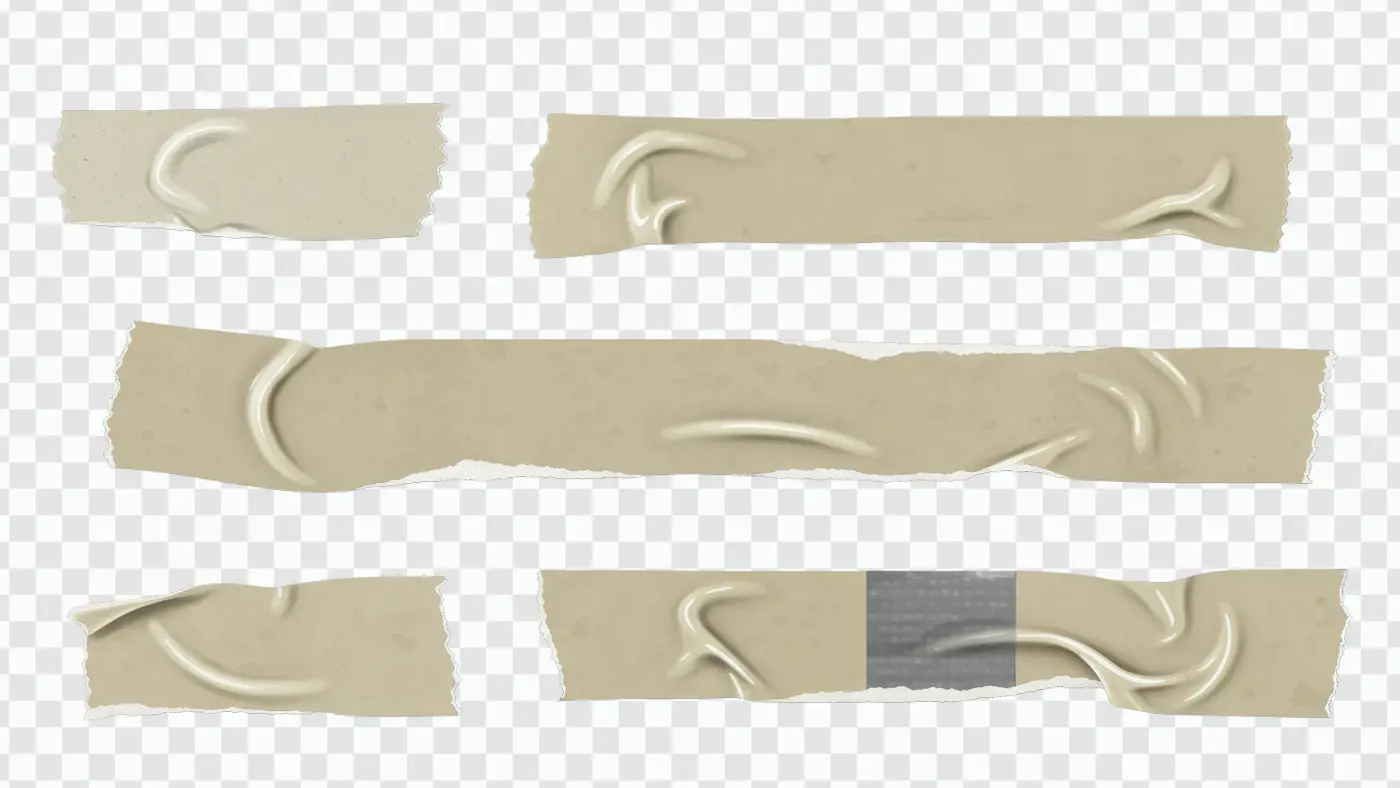 Wrinkled Adhesive Tape PNG Collection – Realistic Masking and Duct Tape Overlays