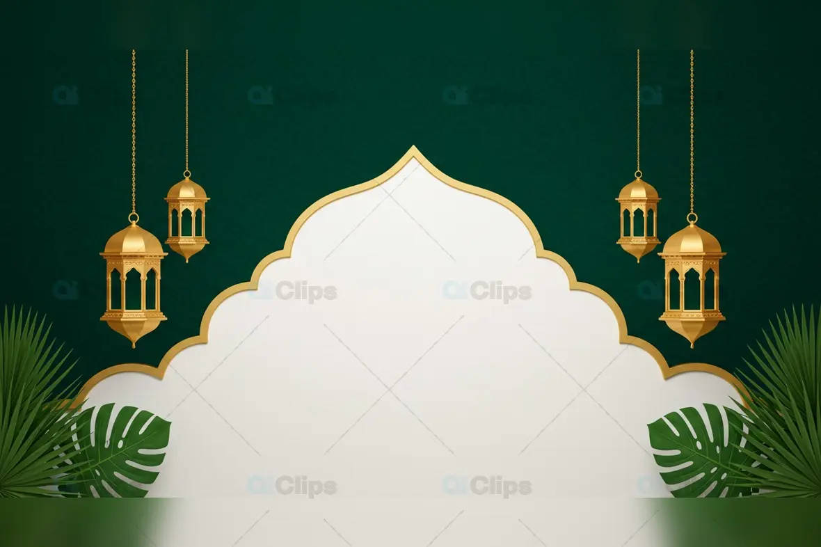 Horizontal Golden Lantern Islamic Background