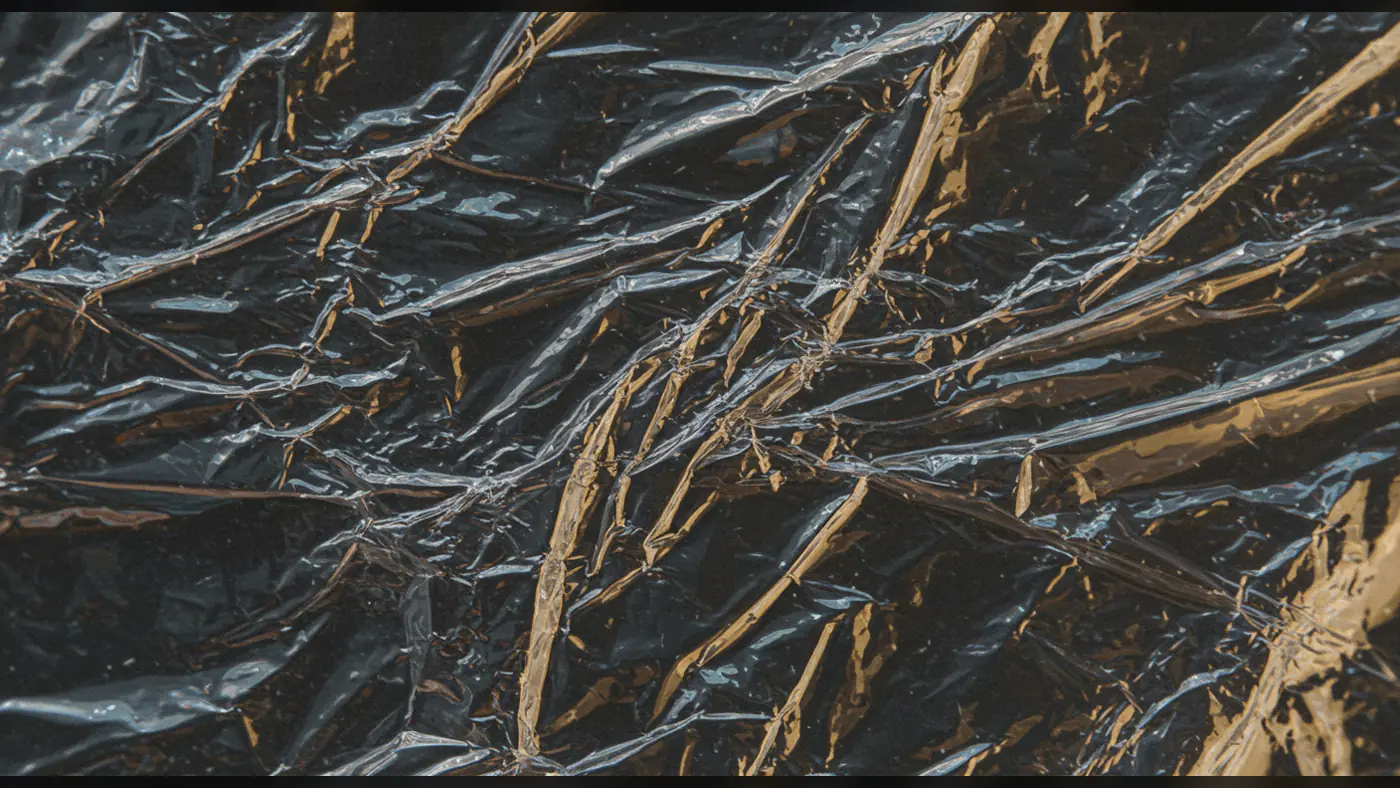 Glossy Crumpled Plastic Wrap Texture Background