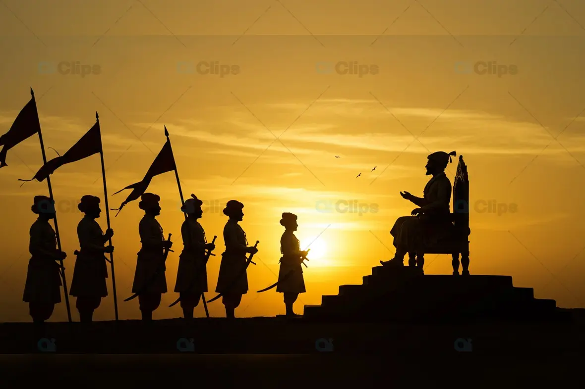 Chhatrapati Shivaji Maharaj Royal Procession Silhouette at Sunset