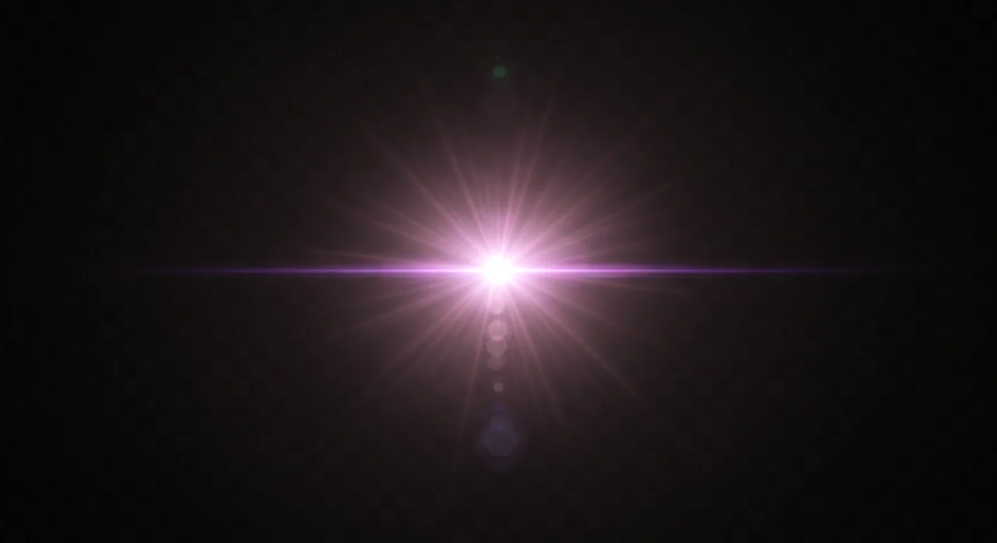 Pink Starburst Lens Flare Light Effect on Black Background