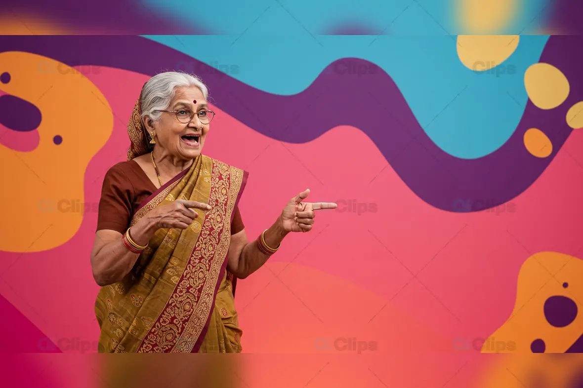 Vibrant Indian Elderly Woman in Traditional Attire