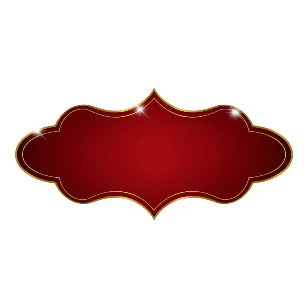 Elegant Red and Gold Label Frame PNG Clipart for Invitations and Packaging
