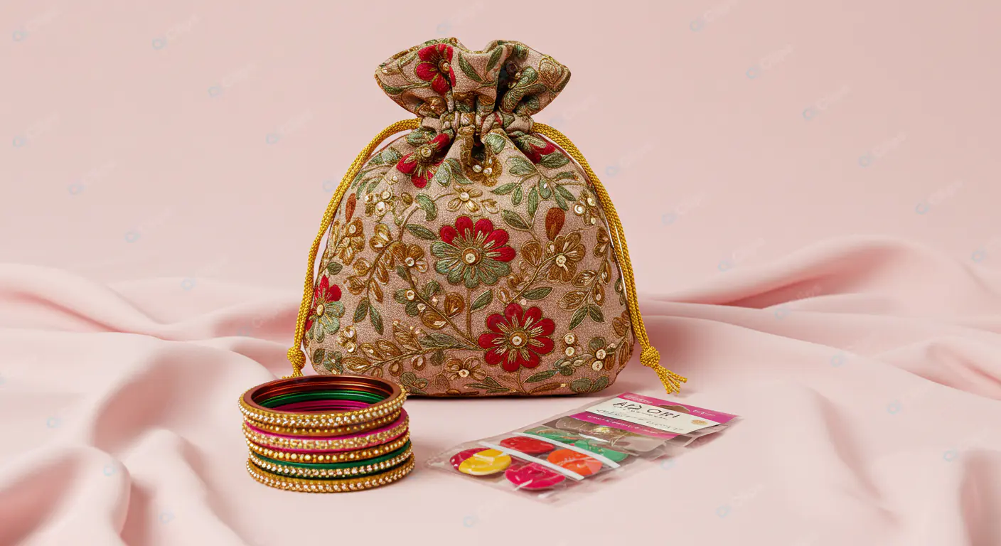 Embroidered Potli Bag with Accessories
