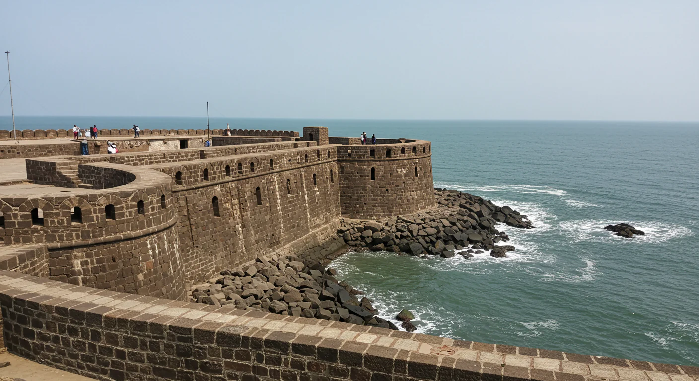 Ancient Indian Coastal Fort Extending into the Arabian Sea