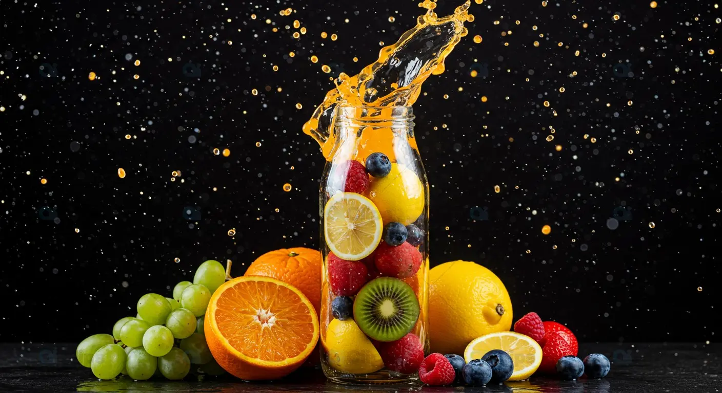 Vibrant Fruit Splash Stock Image for Creative Projects