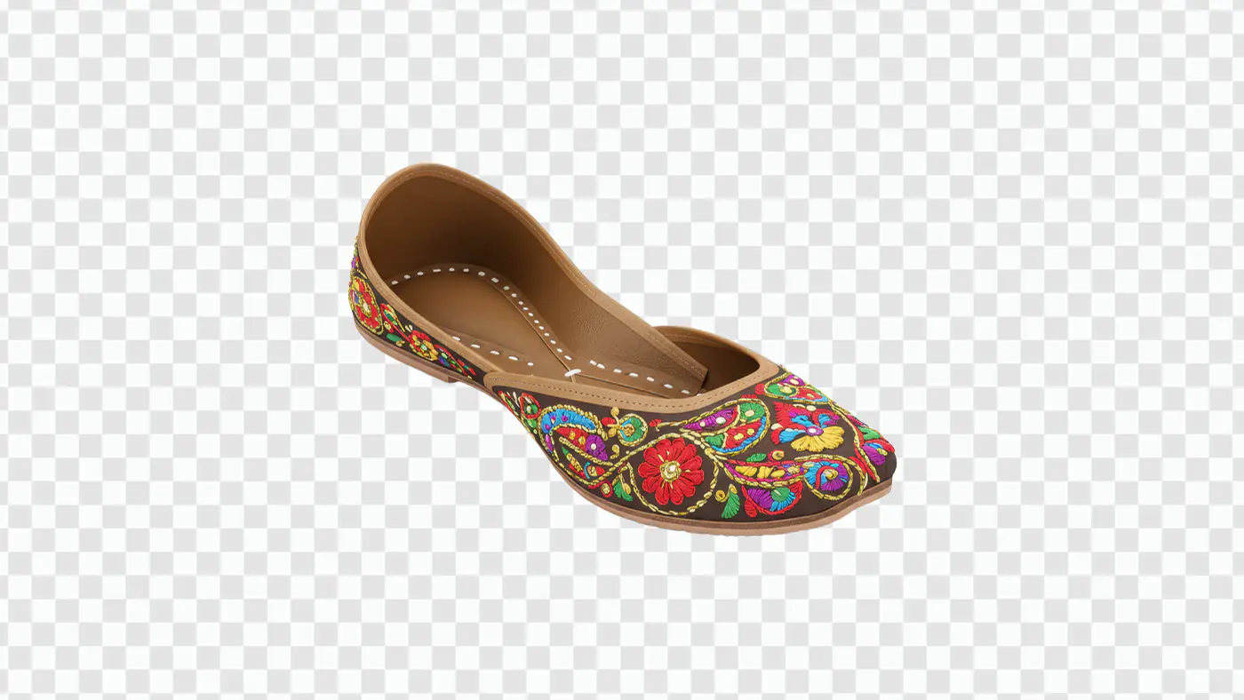 Colorful Indian Jutti PNG – Traditional Embroidered Footwear Design