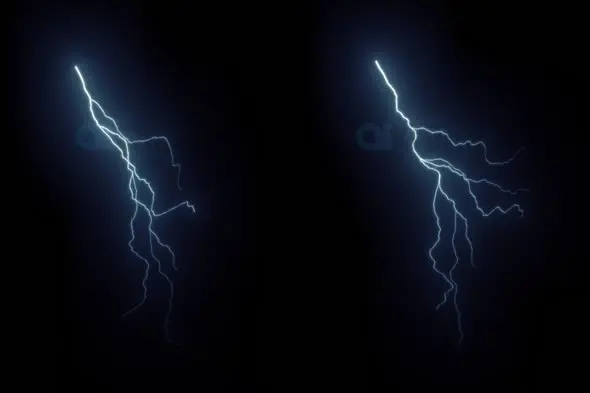Dual Lightning Strike Animation on Black Background - Electrifying Motion Graphic