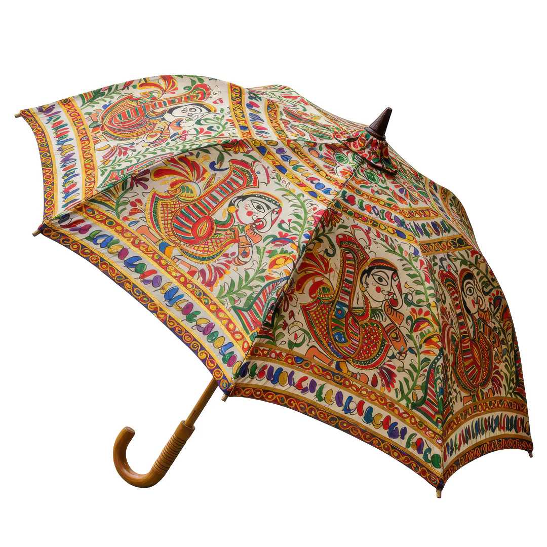 Handcrafted Indian Madhubani Art Umbrella PNG