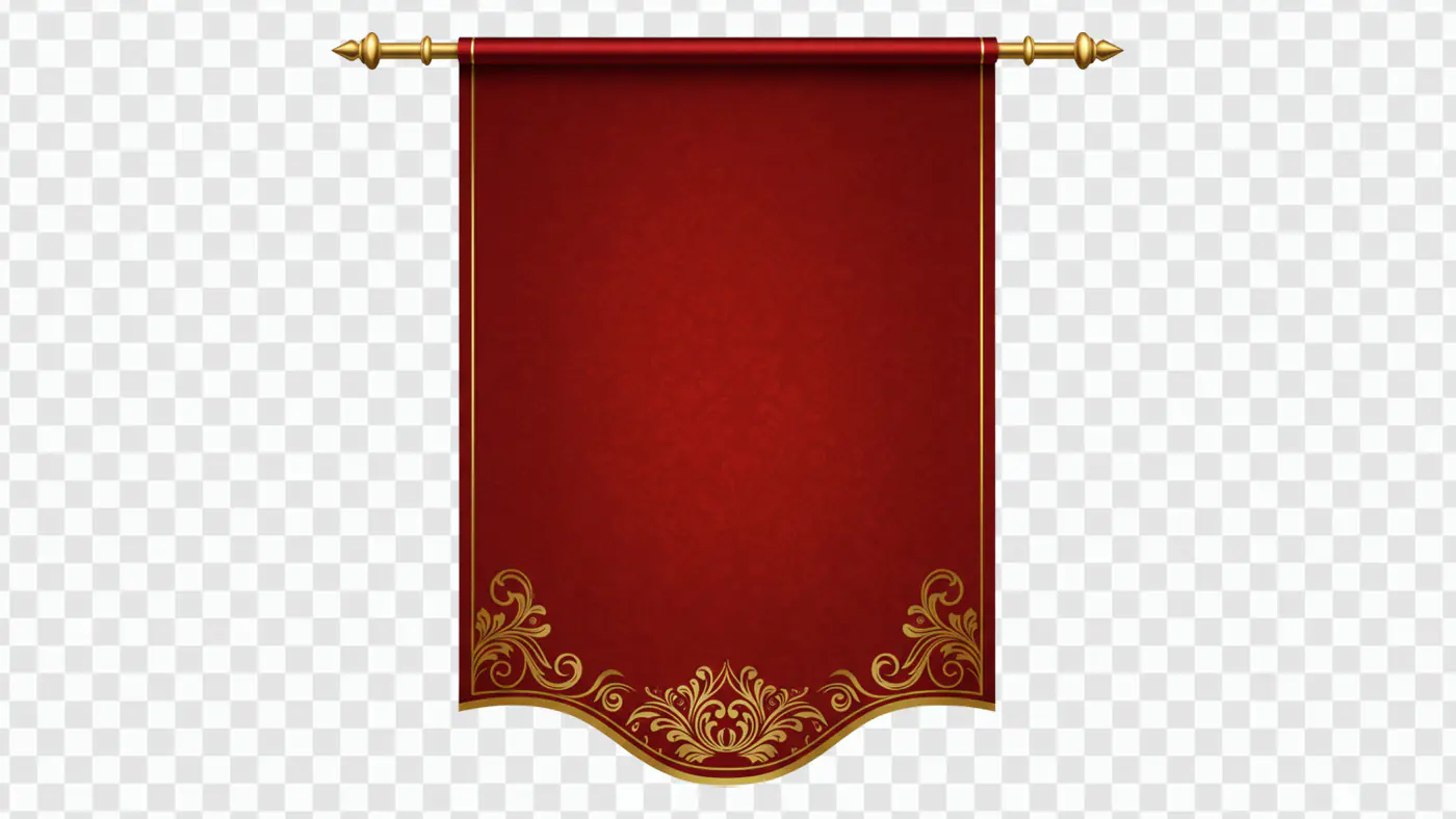Elegant Red and Gold Vertical Banner PNG Clipart for Premium Designs