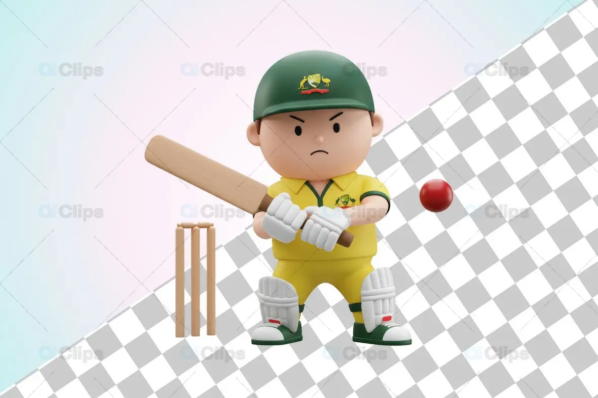 Australian Cricket Player 3D Illustration