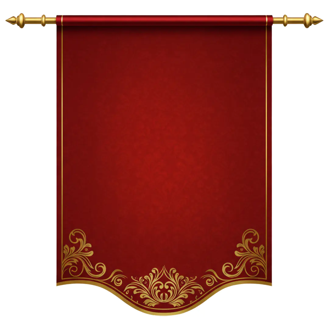Elegant Red and Gold Vertical Banner PNG Clipart for Premium Designs