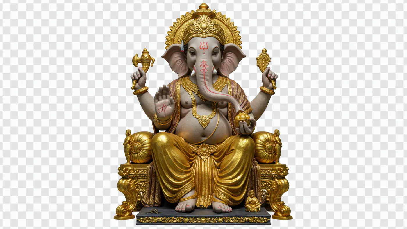 Ganesha Statue on Golden Throne