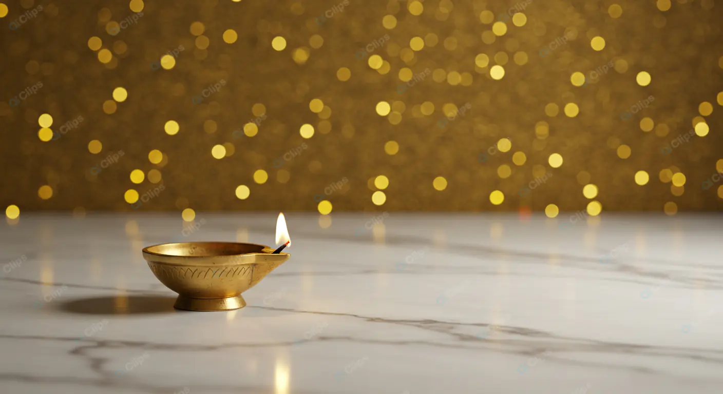 Festive Diya Lamp on Marble