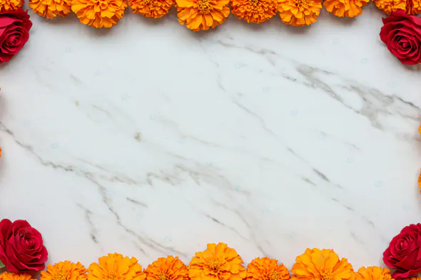Marigold and Rose Marble Frame