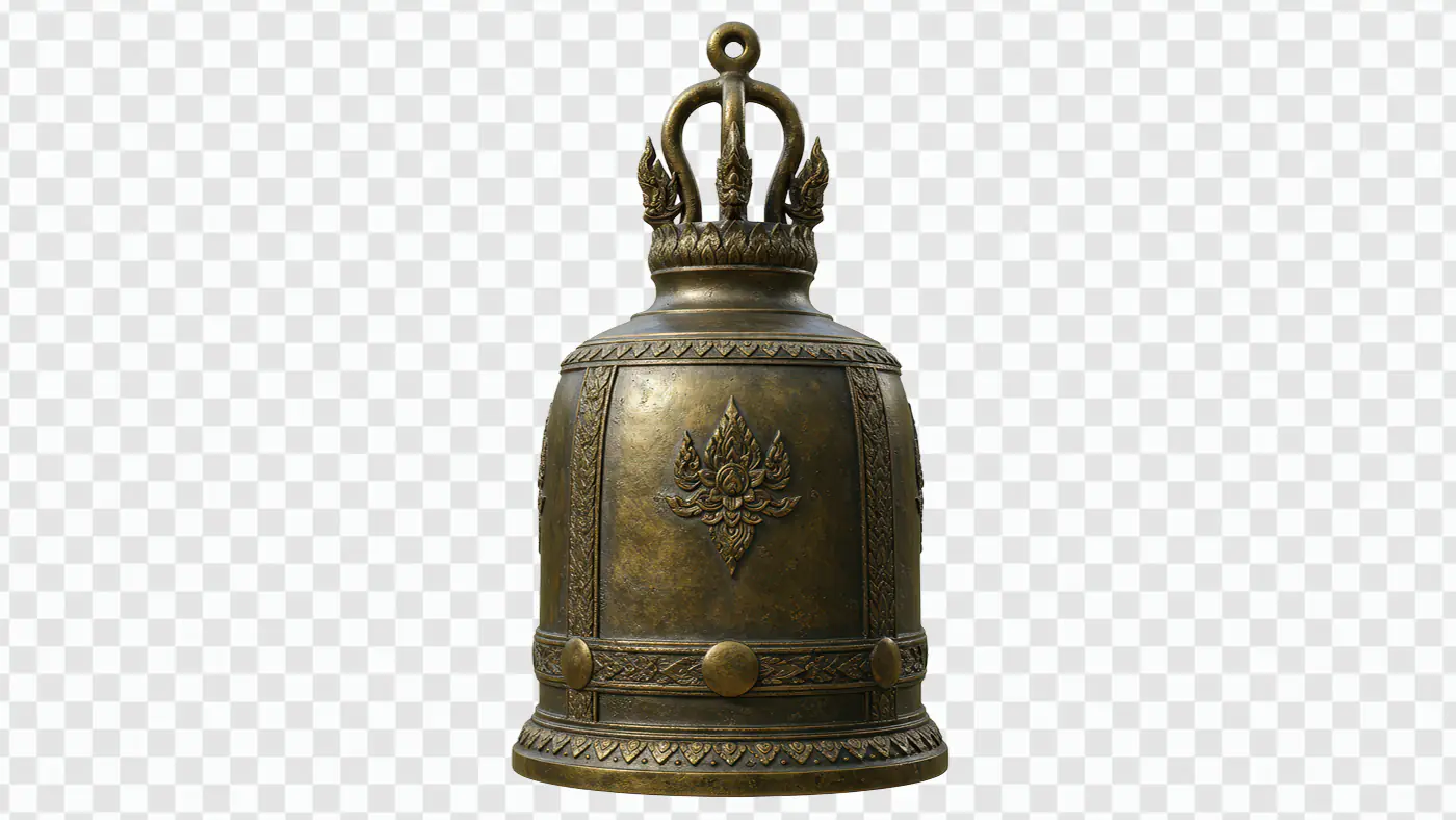 Antique Temple Bell with Ornate Detailing – Indian Spiritual Decor Element