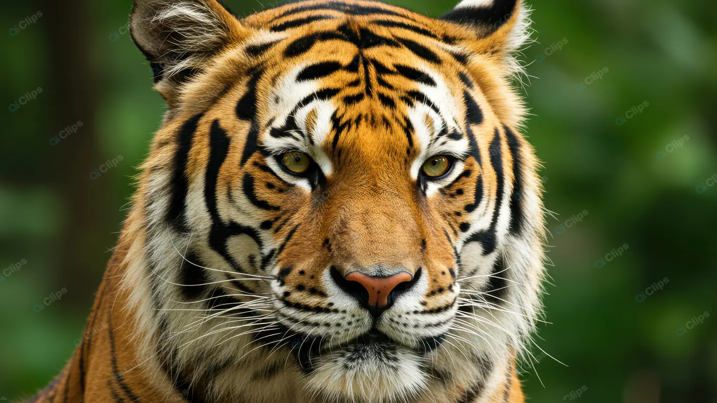 Intense Close-Up Portrait of Royal Bengal Tiger with Sharp Eyes in Jungle