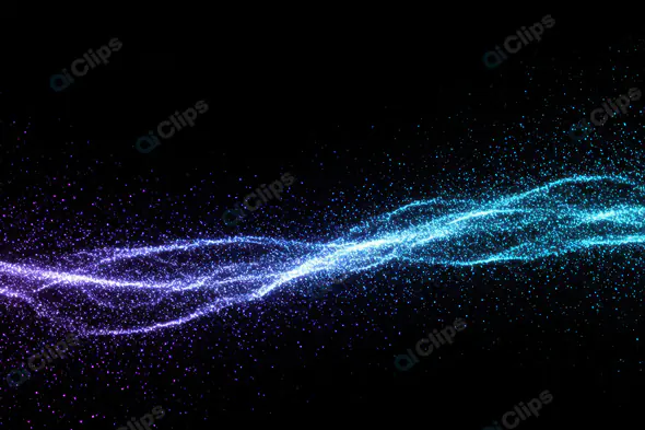 Vibrant Particle Stream in Purple and Blue on Black Background