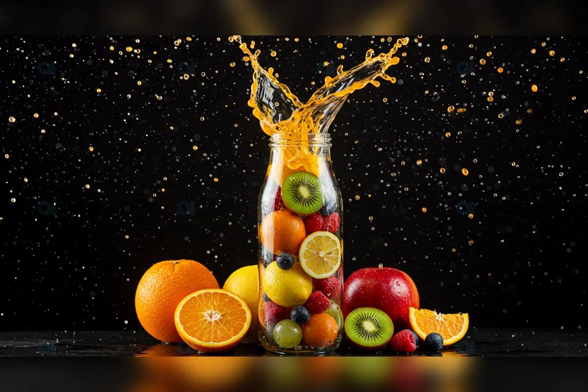 Fruit-Infused Water Splash with Citrus and Berries