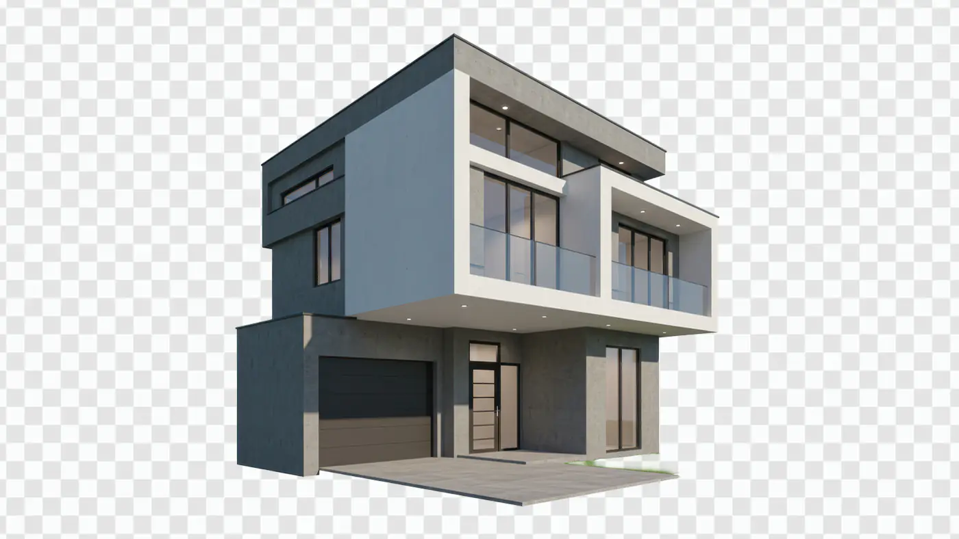 Luxury Contemporary House PNG – Realistic 3D Home Design with Transparent Background
