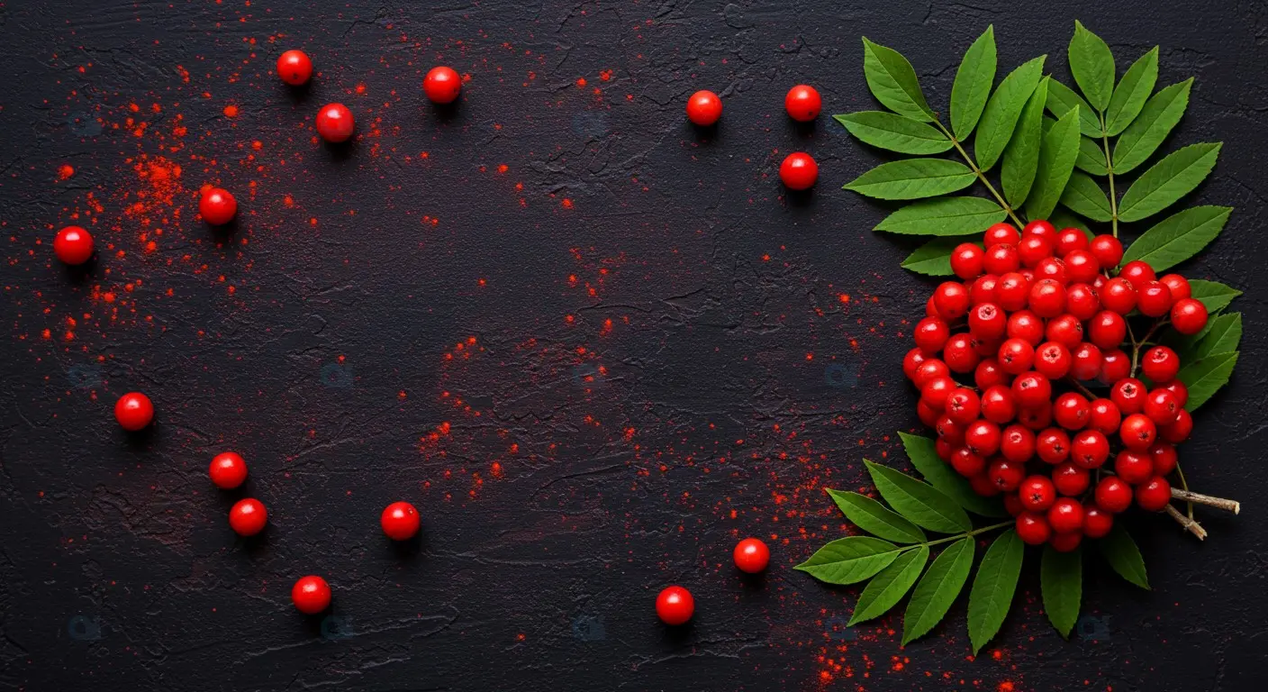 Vibrant Red Berries on Dark Background - Stock Image