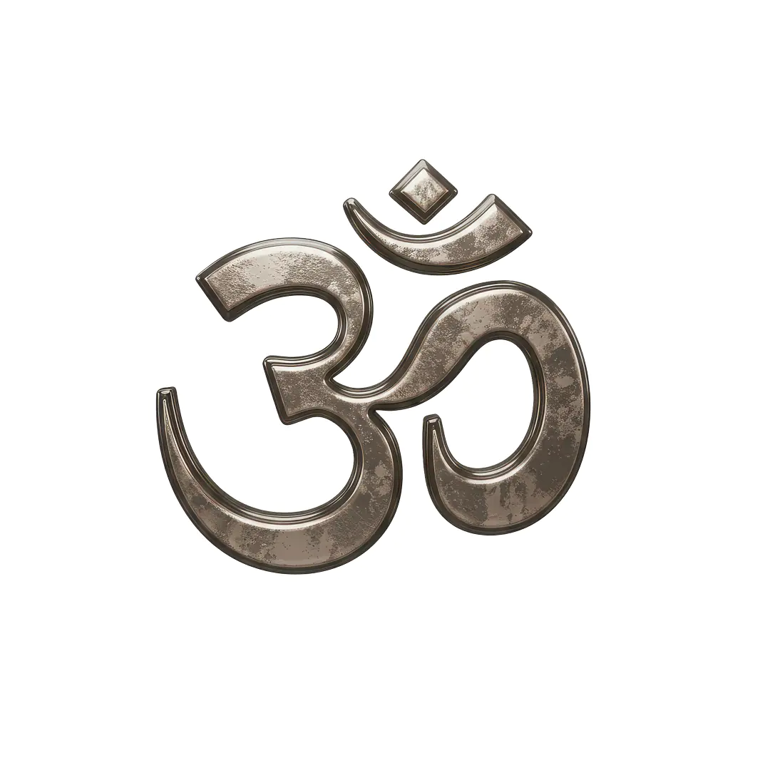 Metallic Om Symbol PNG – Hindu Spiritual Icon with Transparent Background