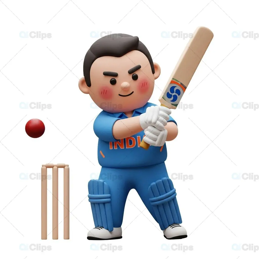 Indian Cricket Player 3D Illustration